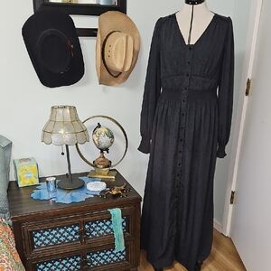 eShakti Two Tone Gray Patterned Fabric Dress